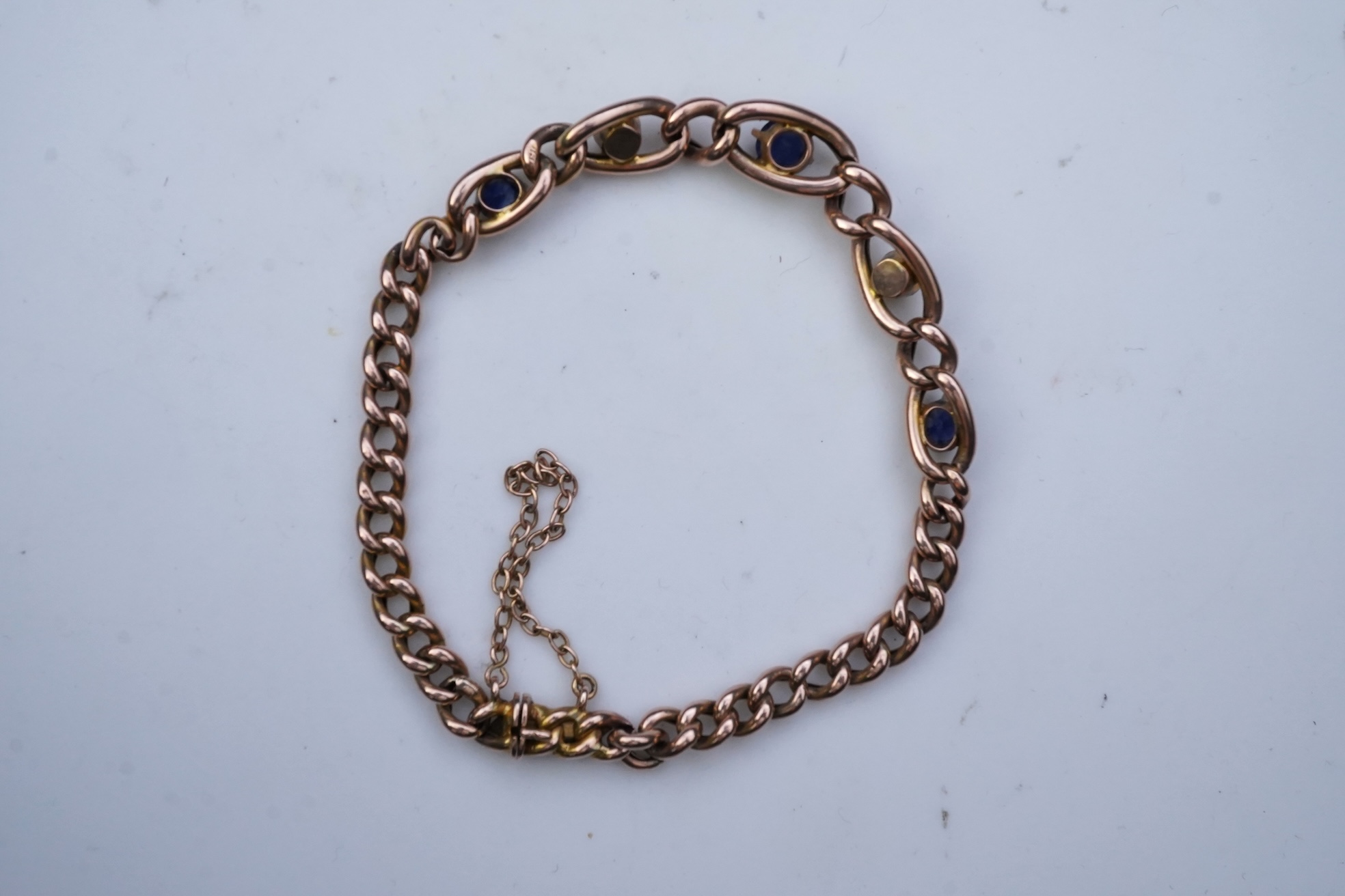 A late Victorian sapphire and pearl bracelet, circa 1900